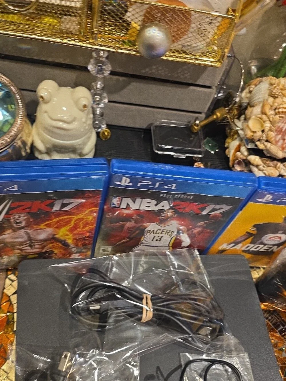 Sony PS4 Slim Black Console with 3 Sports Games and Dual Controllers